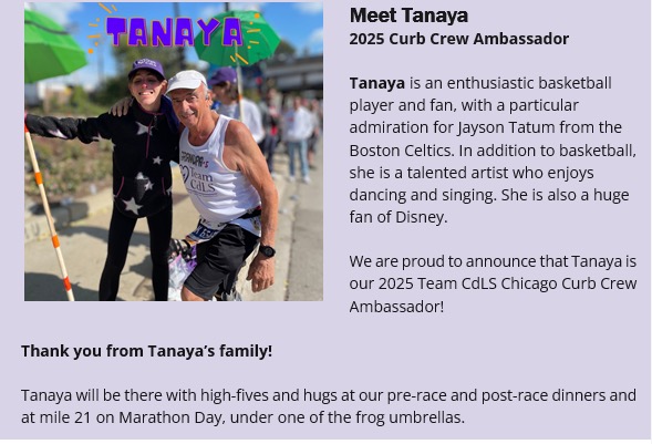 Meet Tanaya Team CdLS 2025 Chicago Curb Crew Ambassador