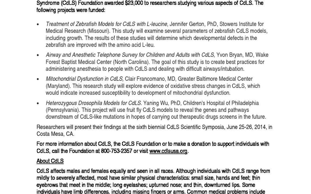 2013-CdLS-Research-Grants-Awards