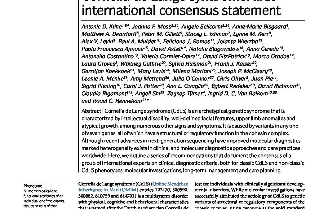 Kline_CdLSGuidelines_NatRevGenet2018